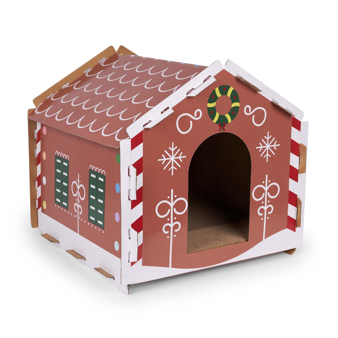 Kitty Christmas Cardboard Gingerbread House