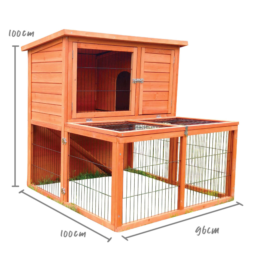 Wooden Pet Hutch & Run - 2 Story