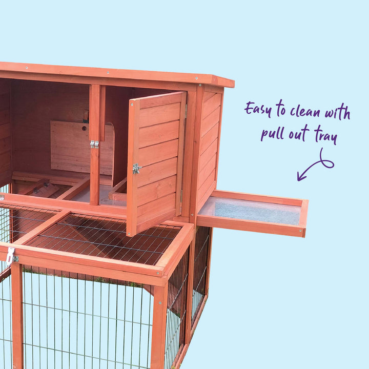 Wooden Pet Hutch & Run - 2 Story