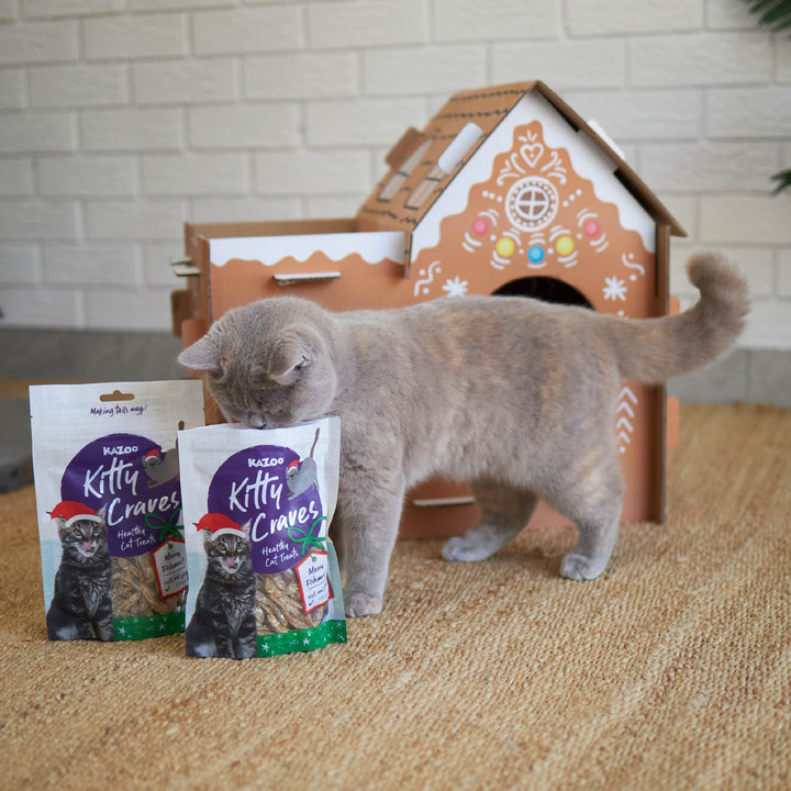 Kitty Christmas Cardboard Gingerbread Cottage