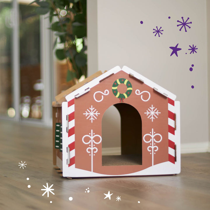 Kitty Christmas Cardboard Gingerbread House