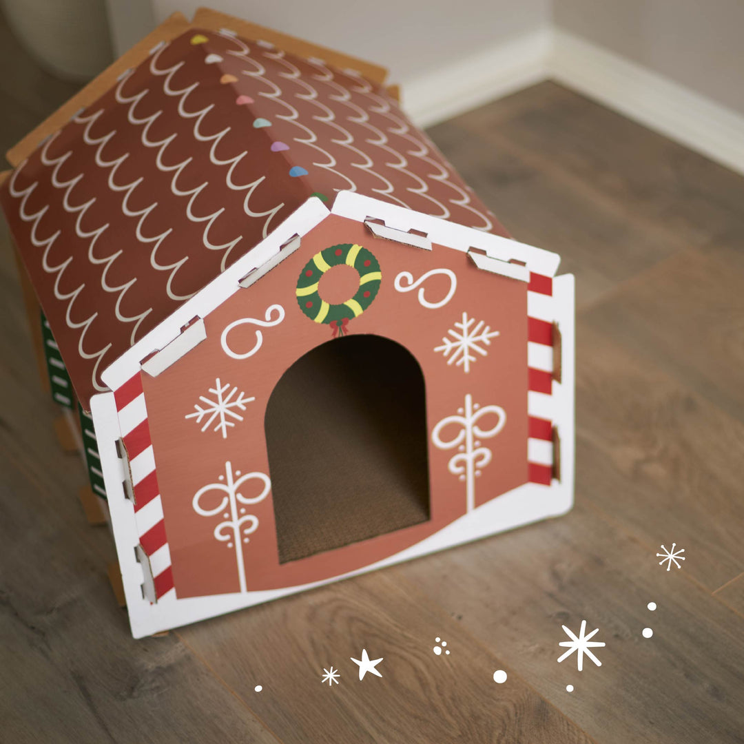 Kitty Christmas Cardboard Gingerbread House