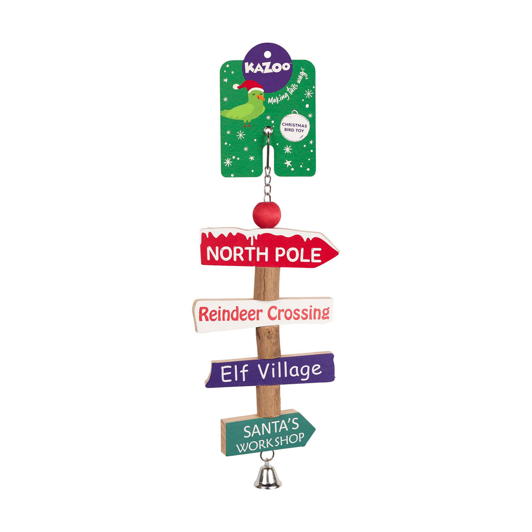 Christmas Village Signpost Bird Toy