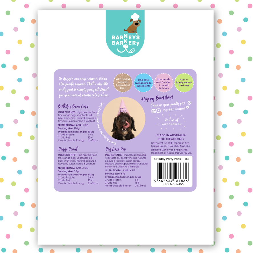 Dog Birthday Treats Party Pack - Pink