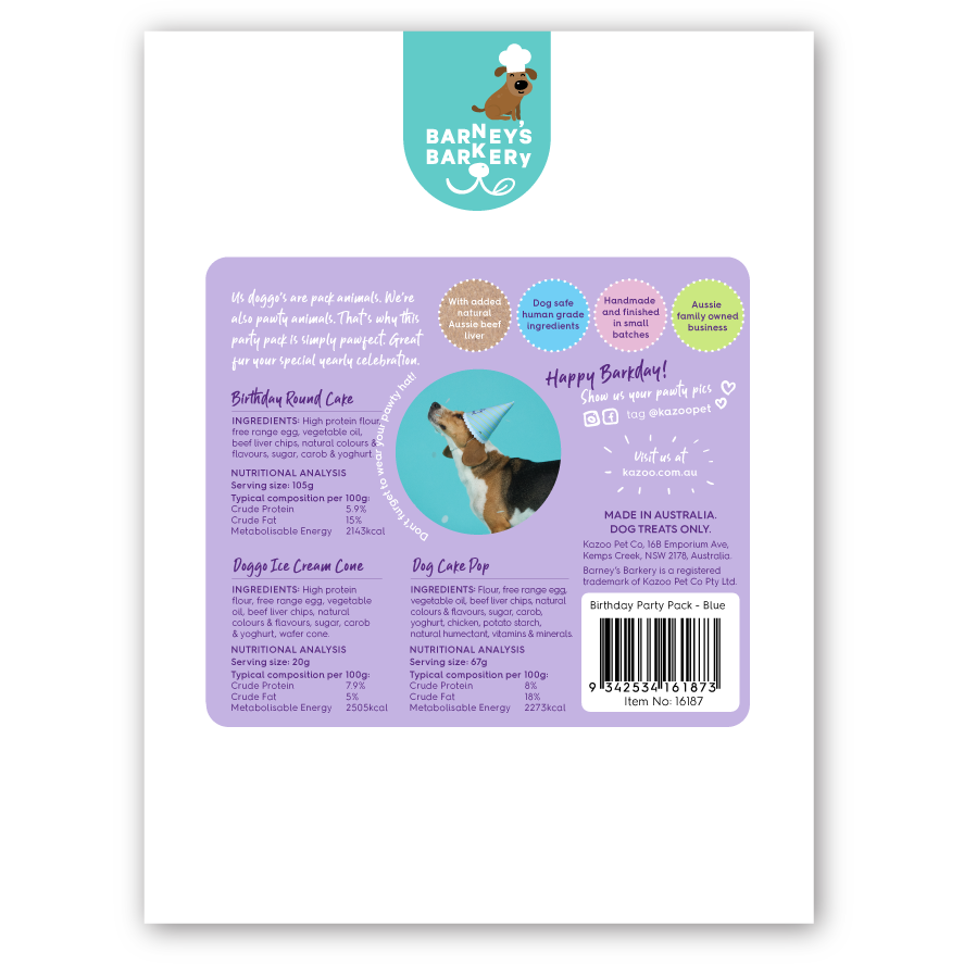 Dog Birthday Treats Party Pack - Blue