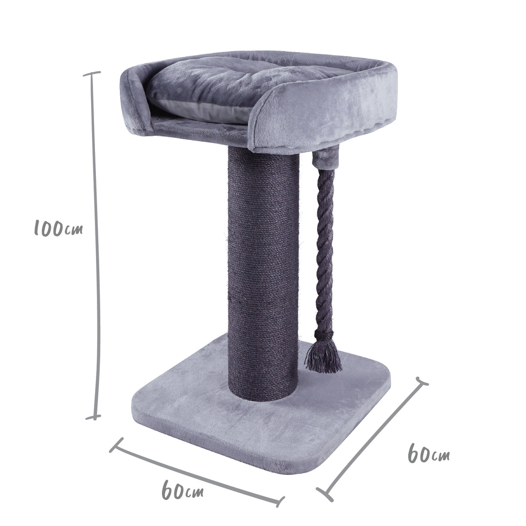 High Bed Cat Scratch Post - Ash Plush